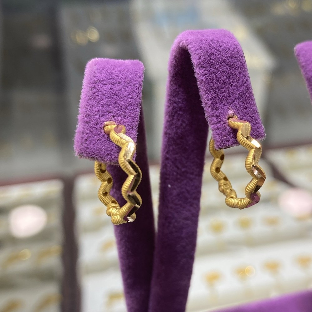 22 Ayar Altın Halka Küpe Modern Tasarım 2.93gr Kadın - K00829