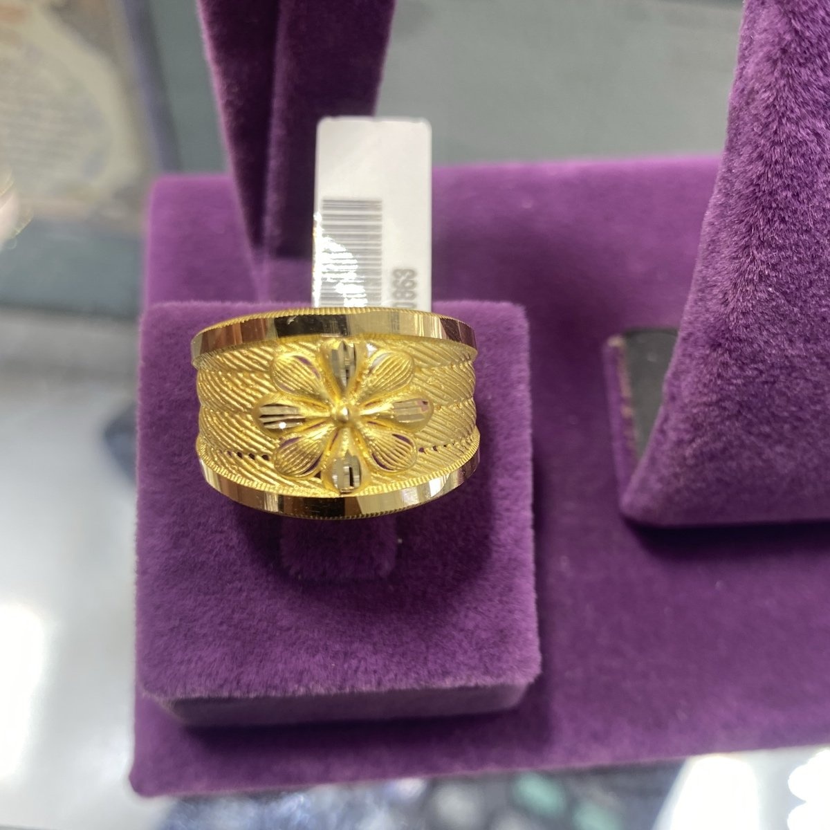 22 Ayar Altın Yüzük Çiçekli Özel Tasarım 3.98gr 19 Numara Kadın - Y00863 - Fotoğraf 1