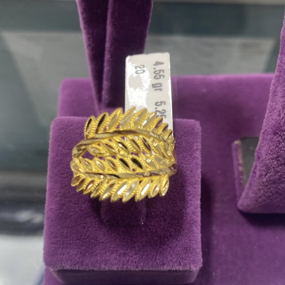 22 Ayar Altın Yüzük Yaprak Desenli Özel Tasarım 4.55gr 20 Numara Kadın - Y00866