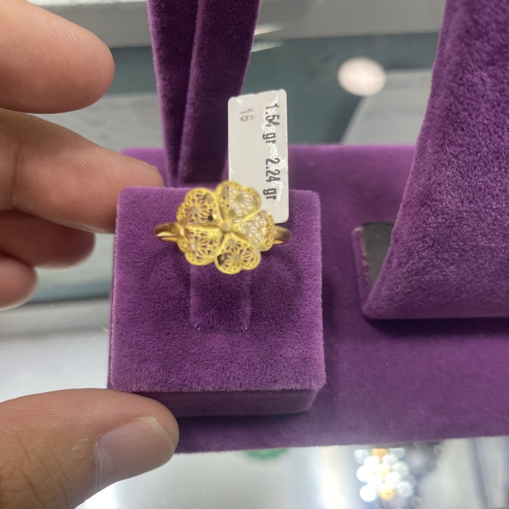 22 Ayar Altın Yüzük Çiçekli Tasarım 1.54gr 16 Numara Kadın - Y00870