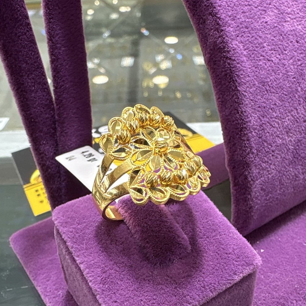 22 Ayar Altın Yüzük Çiçek Desenli Özel Tasarım 4.28gr 24 Numara Kadın - Y00891