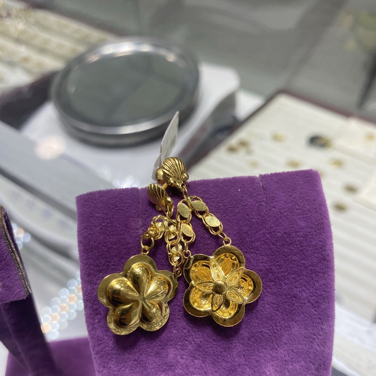 22 Ayar Altın Gül Küpe Özel Tasarım 4.84gr Hediye Kadın - K00857 - Fotoğraf 1