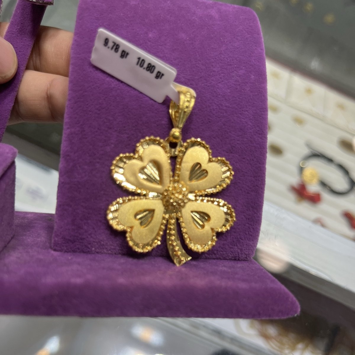 22 Ayar Altın Kolye Ucu Yonca Özel Tasarım 9.78gr Hediye - C00239 - Fotoğraf 1