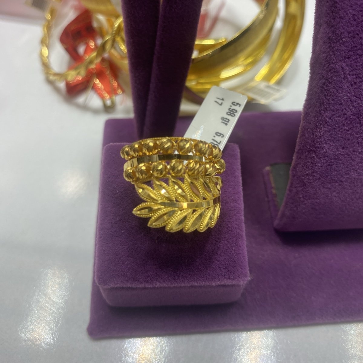 22 Ayar Altın Yüzük Başakdesenli Dorikalı 5.98gr 17 Numara Kadın - Y00919 - Fotoğraf 1