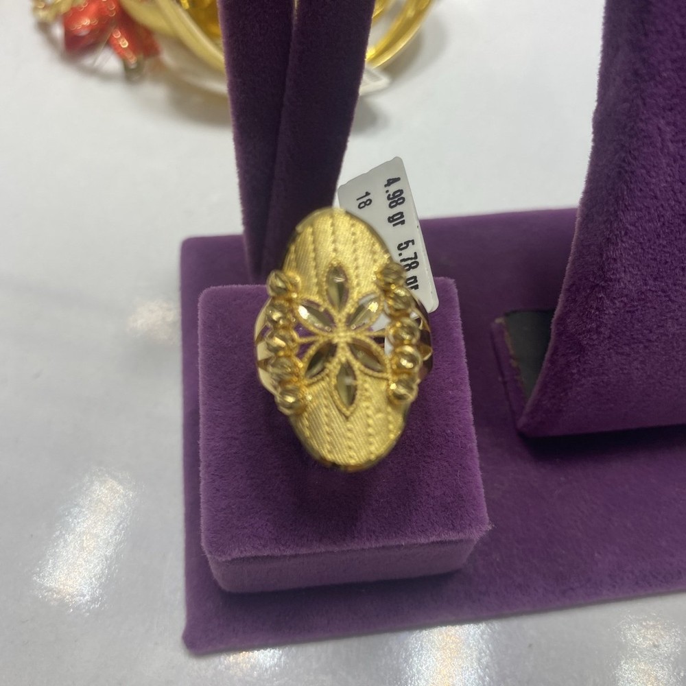 22 Ayar Altın Yüzük Çiçek Başaklı El İşi 4.98gr 18 Numara Kadın Hediye - Y00921