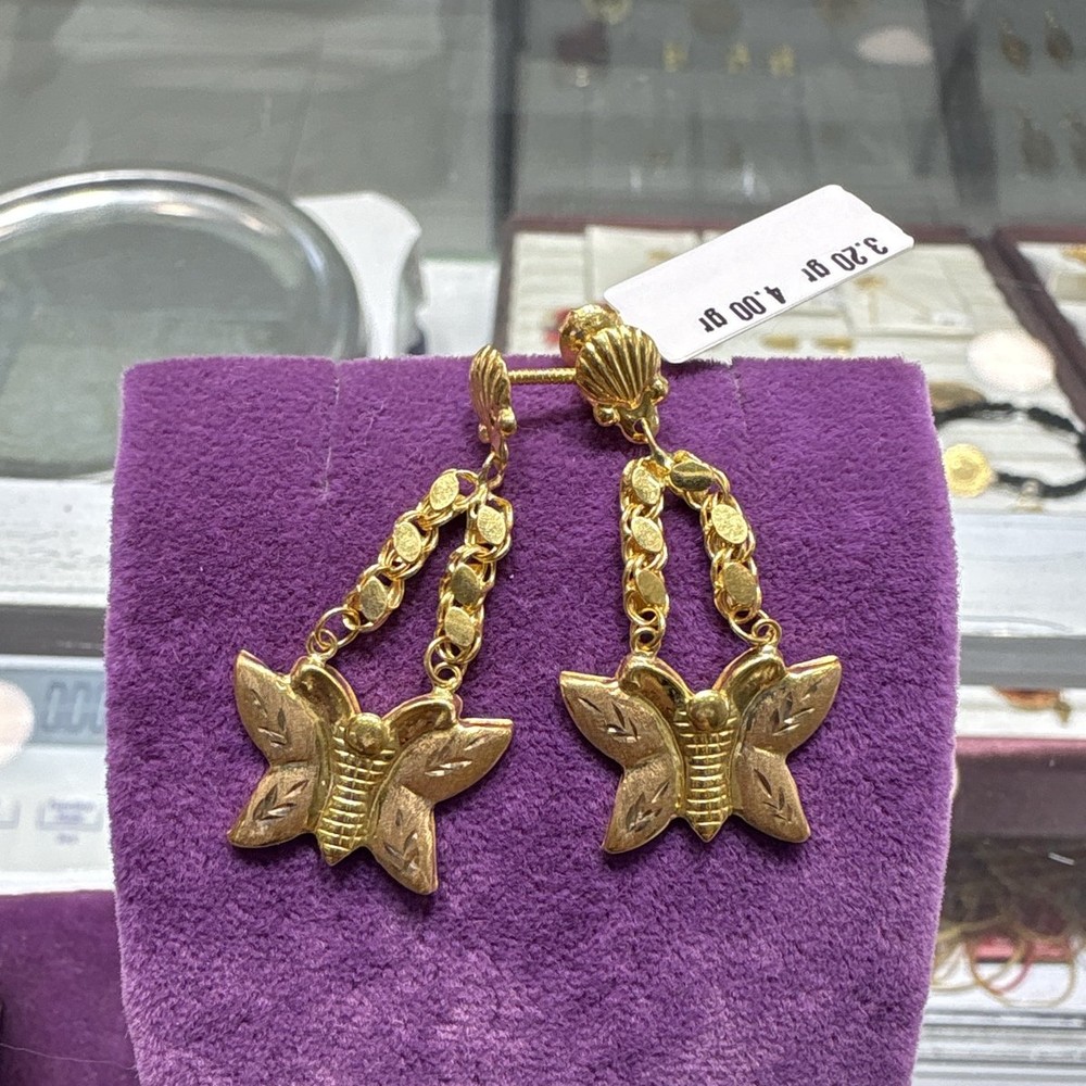 22 Ayar Altın Kelebek Küpe Özel Tasarım 3.20gr Kadın - K00860