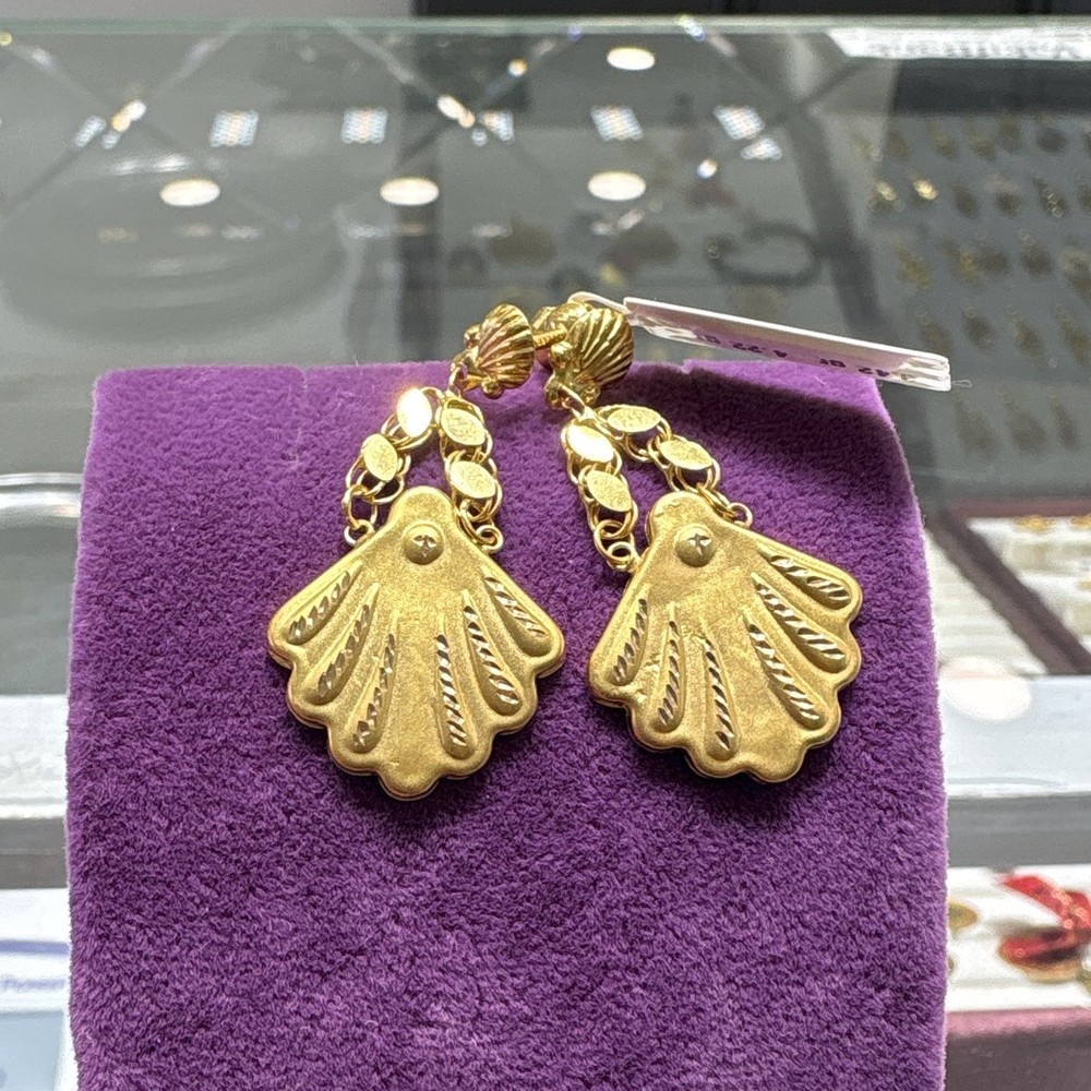 22 Ayar Altın Küpe Yaldızlı İşlemeli 3.42gr Kadın - K00864