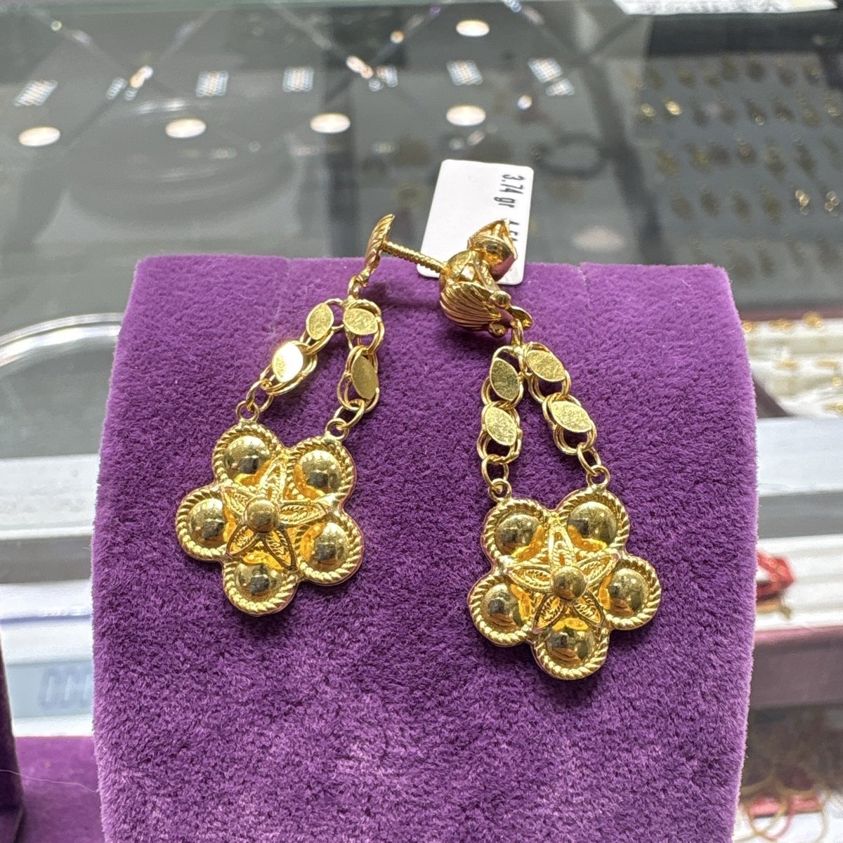 22 Ayar Altın Küpe Çiçek Tasarım 3.74gr Kadın - K00865 - Fotoğraf 1