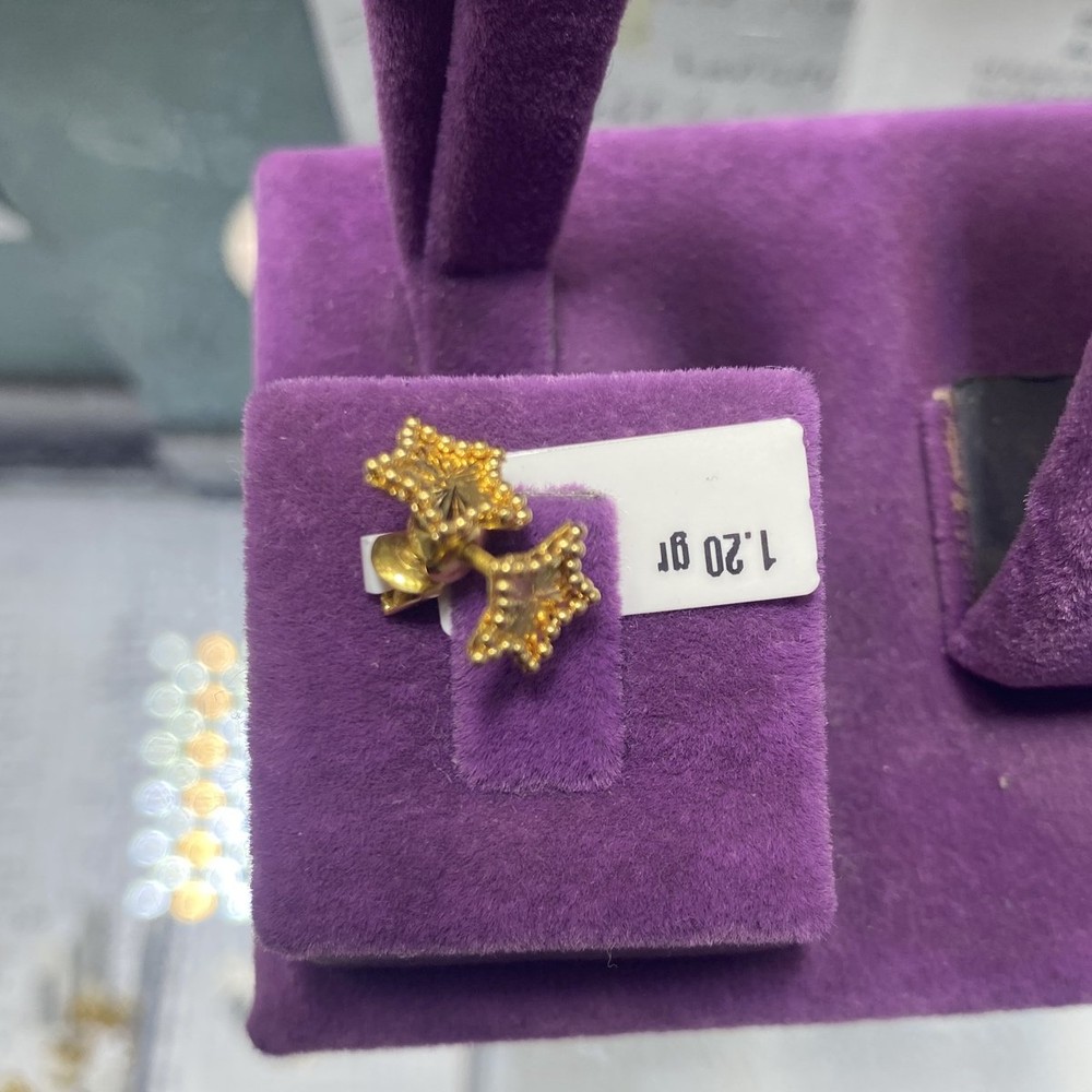 22 Ayar Altın Çocuk Küpesi Yıldız Tasarım 1.20gr Hediye - J00027