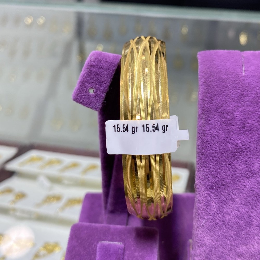 22 Ayar Altın Bilezik Zahit Geyik Çizgili Modern Tasarım 15.54gr Kadın - BZ01047