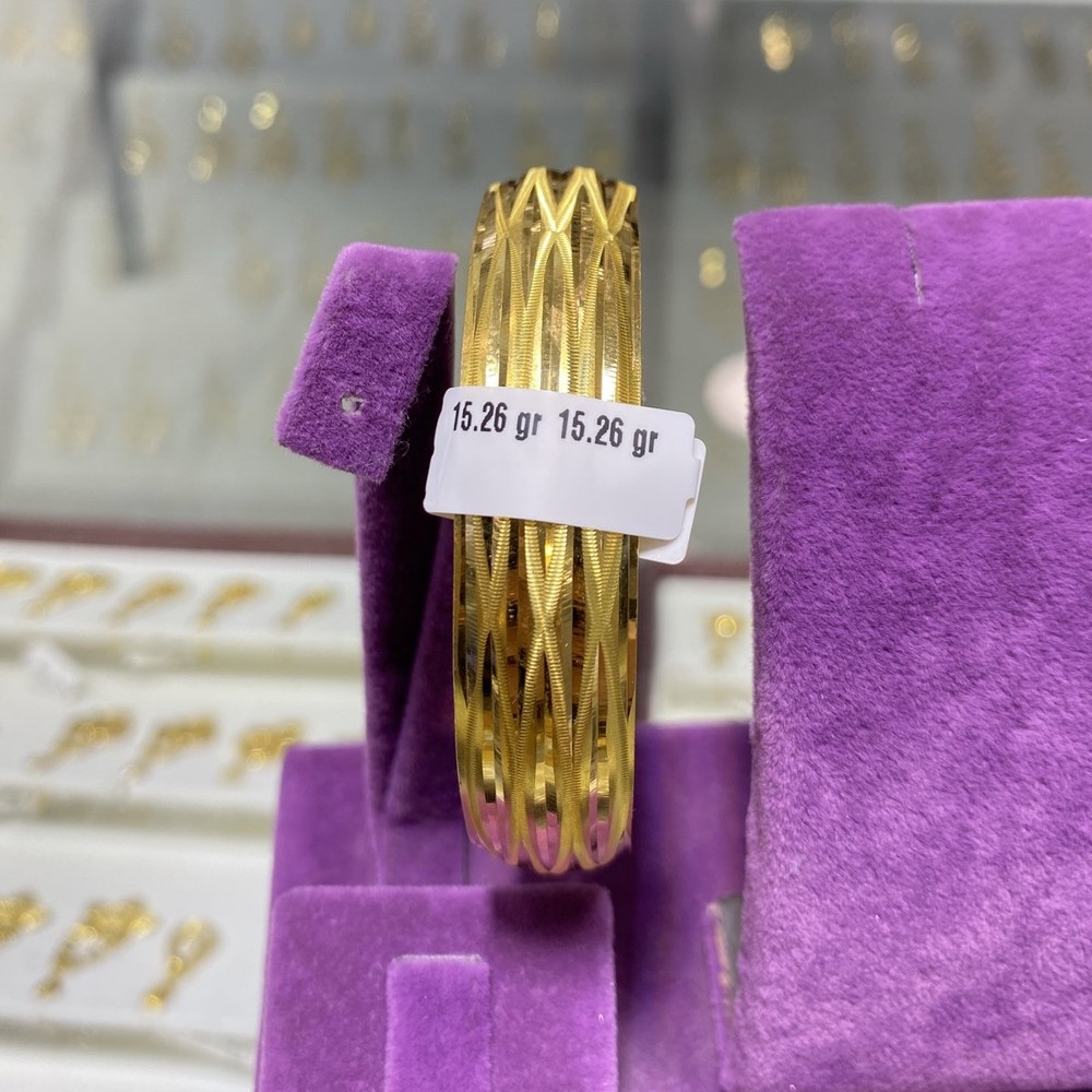 22 Ayar Altın Bilezik Zahit Geyik Çizgili Modern Tasarım 15.26gr Kadın - BZ01050