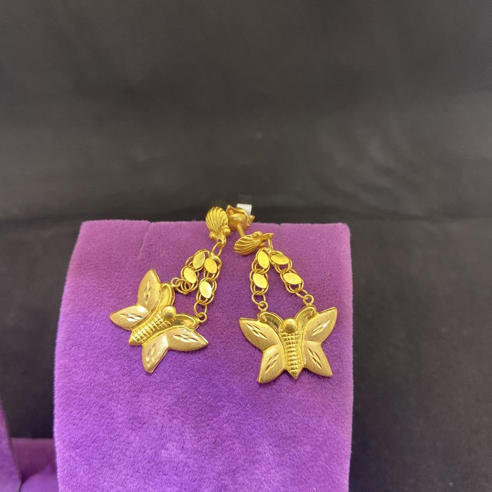 22 Ayar Altın Kelebekli Küpe Zahit Geyik Özel Tasarım 3.08gr Kadın - K00895