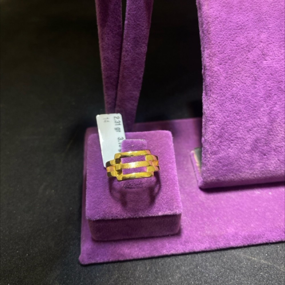 22 Ayar Altın Yüzük Kaburga Modern Tasarım 2.31gr 14 Numara Hediye - Y00957
