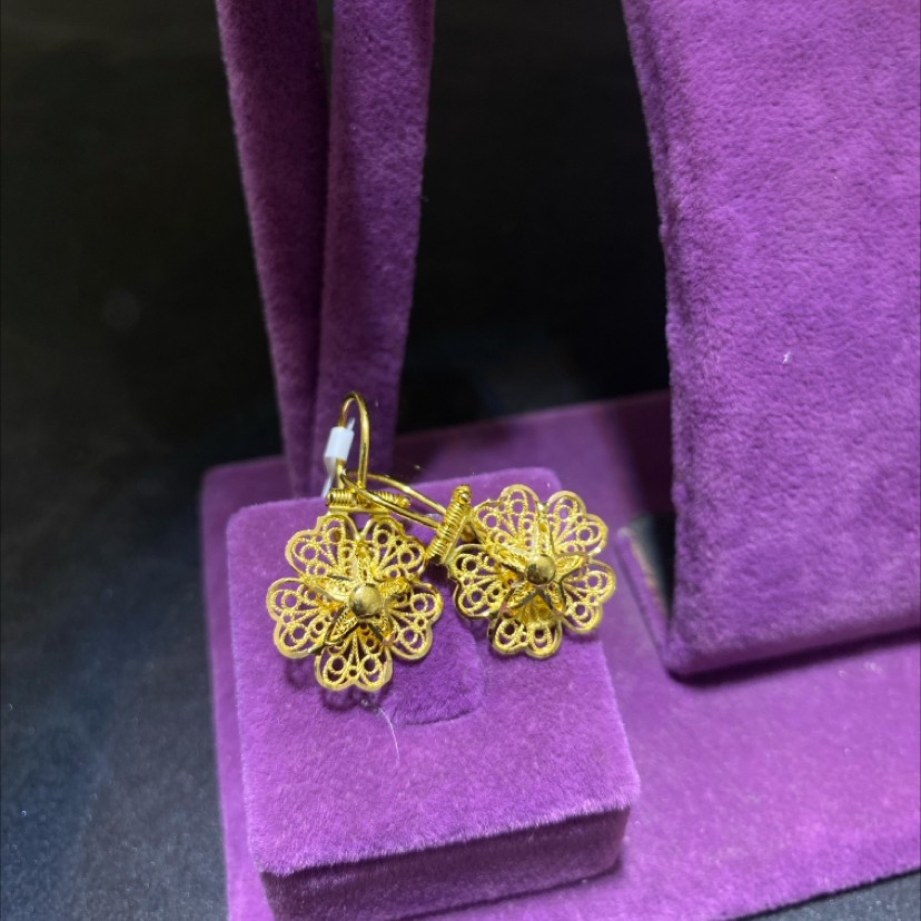 22 Ayar Altın Küpe Gül Özel Tasarım 3.40gr Kadın - K00951