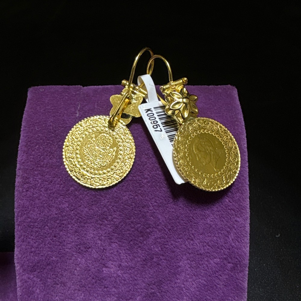 22 Ayar Altın Küpe Çeyrek Modern Tasarım 5.86gr Kadın - K00957 - Fotoğraf 2