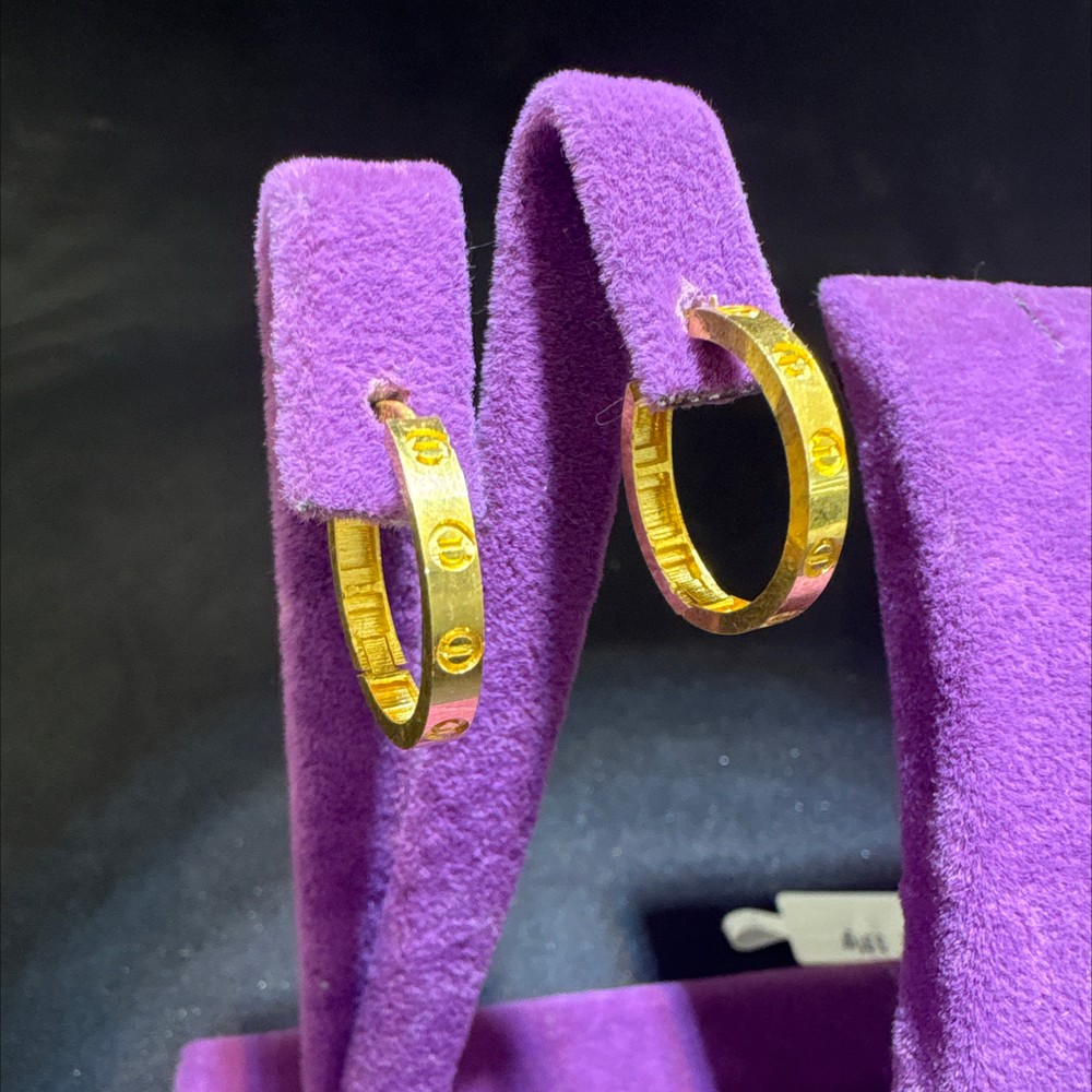 22 Ayar Altın Halka Küpe Modern Tasarım 3.01gr Kadın - K00960