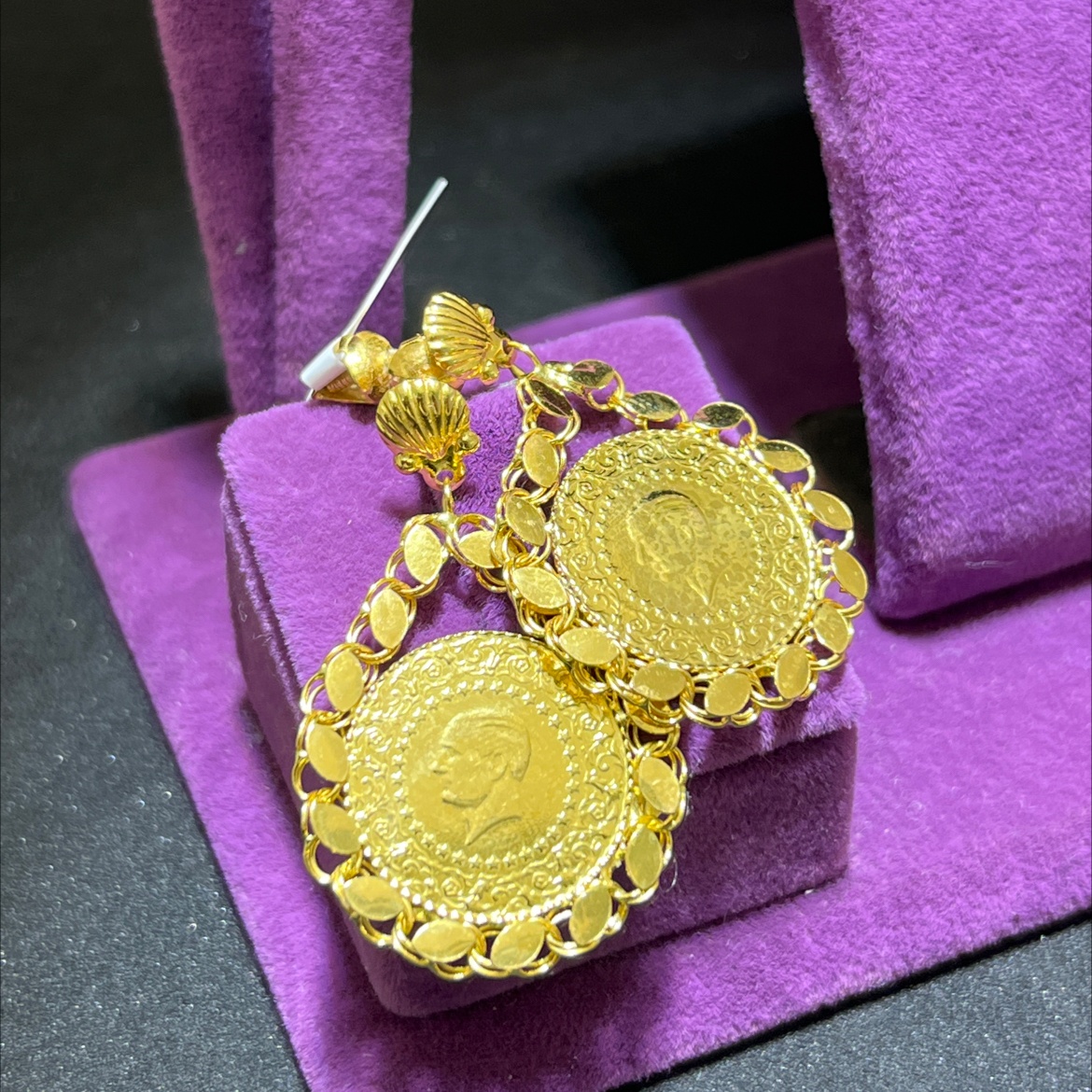 22 Ayar Altın Küpe Dolamalı Çeyrekli 7.78gr Kadın Hediye - K00961 - Fotoğraf 2