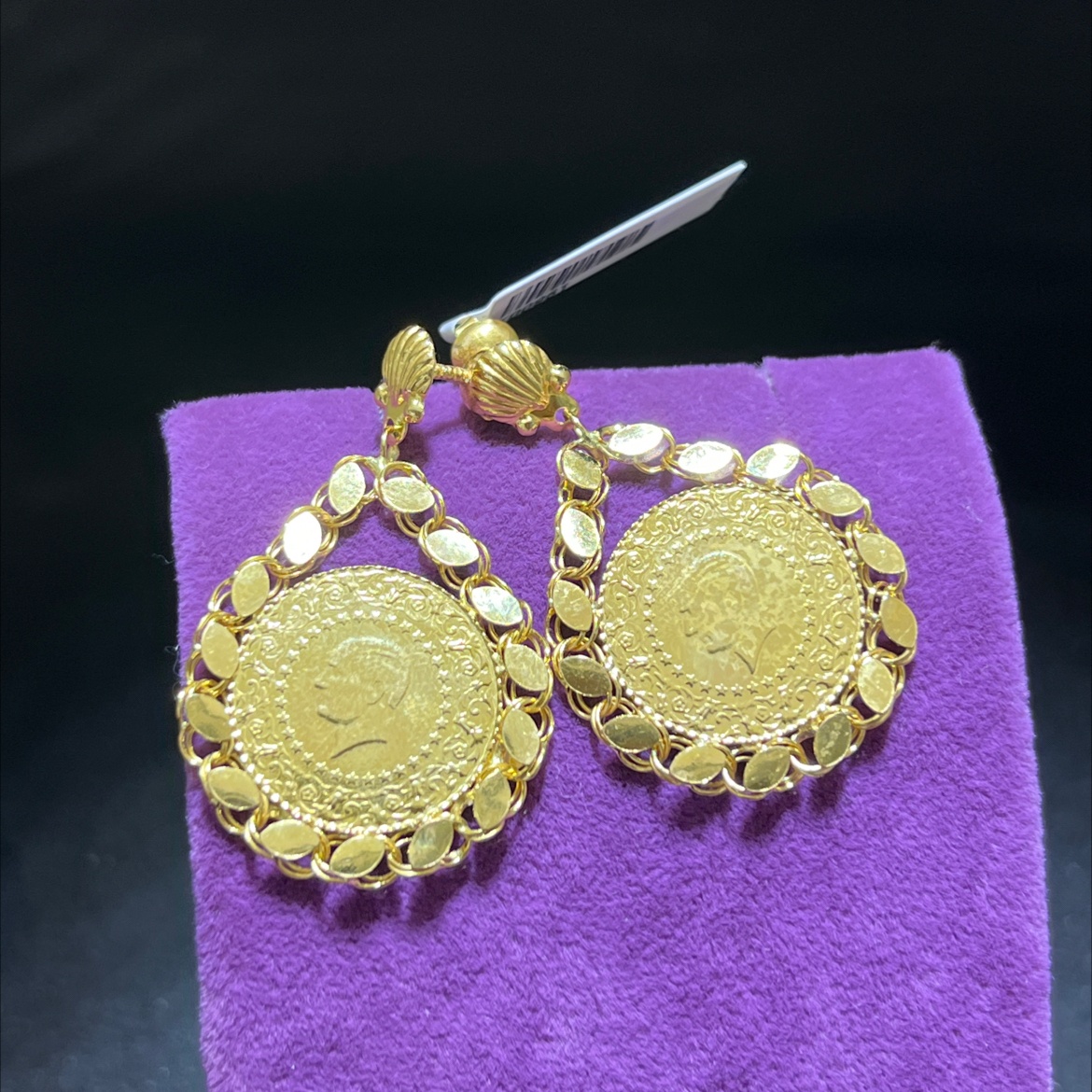 22 Ayar Altın Küpe Dolamalı Çeyrekli 7.78gr Kadın Hediye - K00961 - Fotoğraf 3