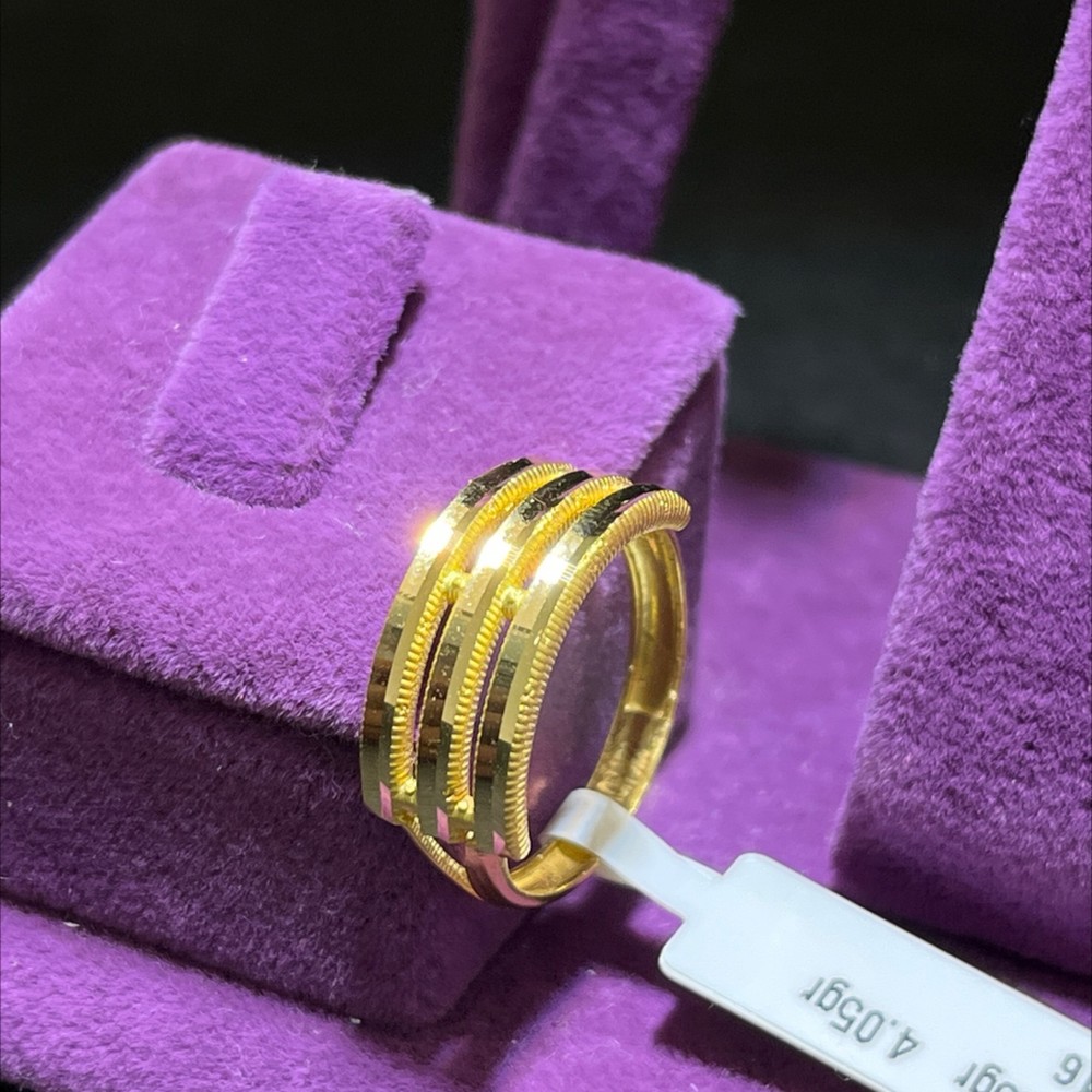 22 Ayar Altın Yüzük Kaburga Modern Tasarım 3.25gr 16 Numara Kadın - Y01021 - Fotoğraf 4