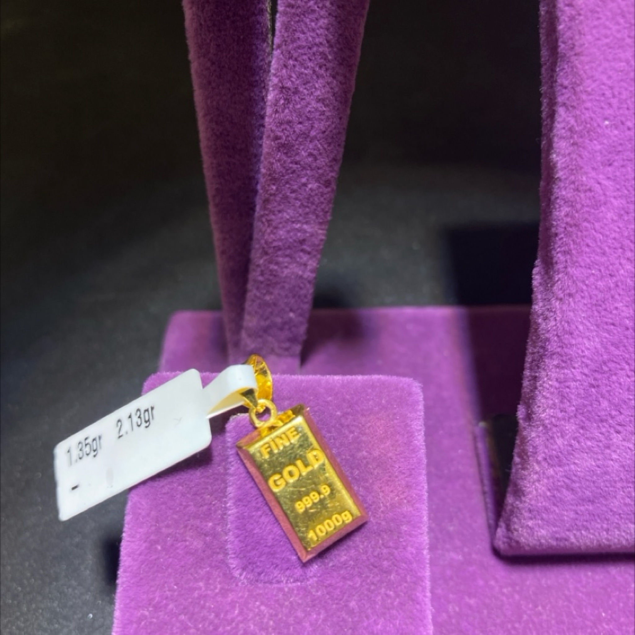 22 Ayar Altın Kolye Ucu Külçe El İşi 1.35gr Hediye - C00278 - Fotoğraf 1