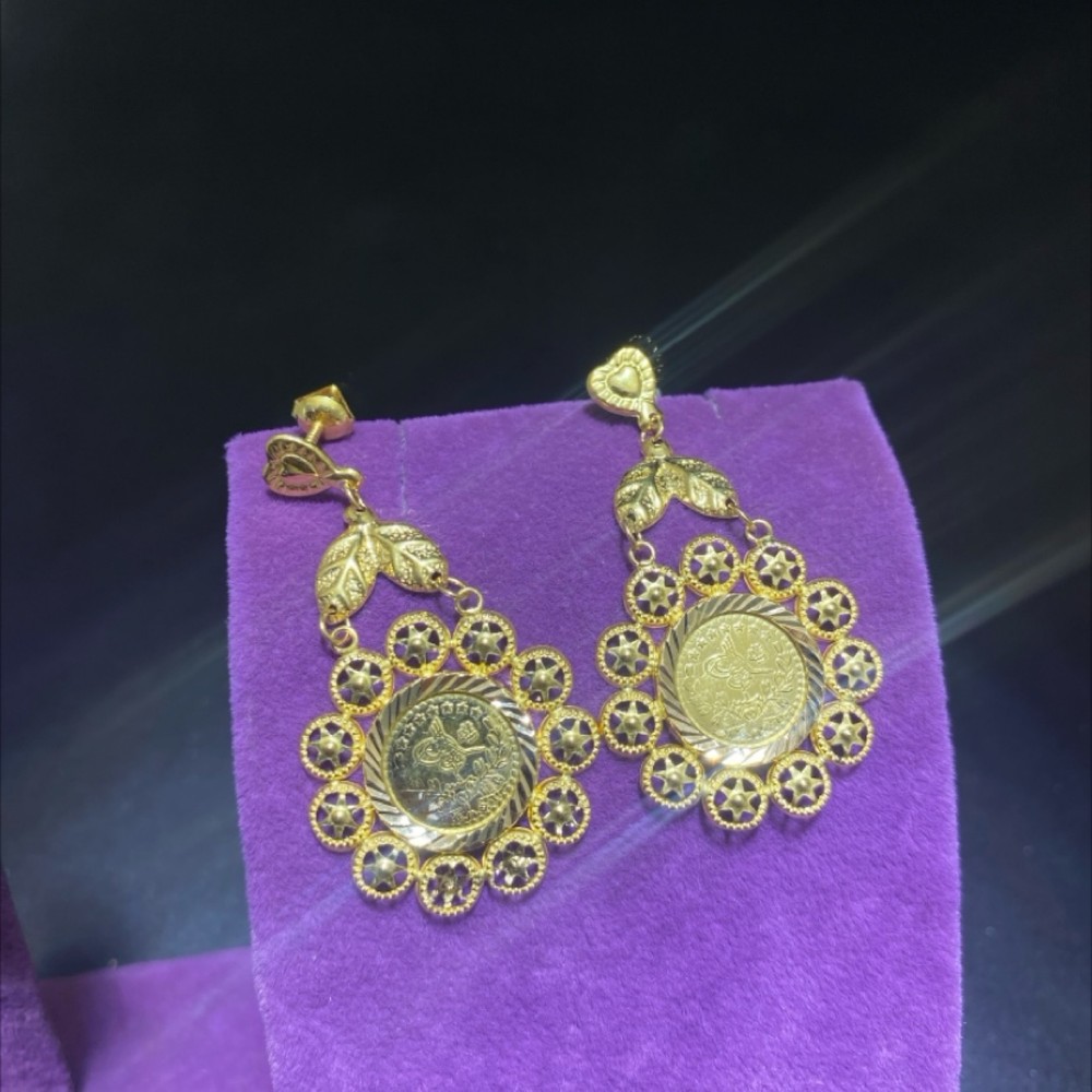 22 Ayar Altın Küpe Tuğralı Özel Tasarım 3.71gr Kadın - K00970 - Fotoğraf 1