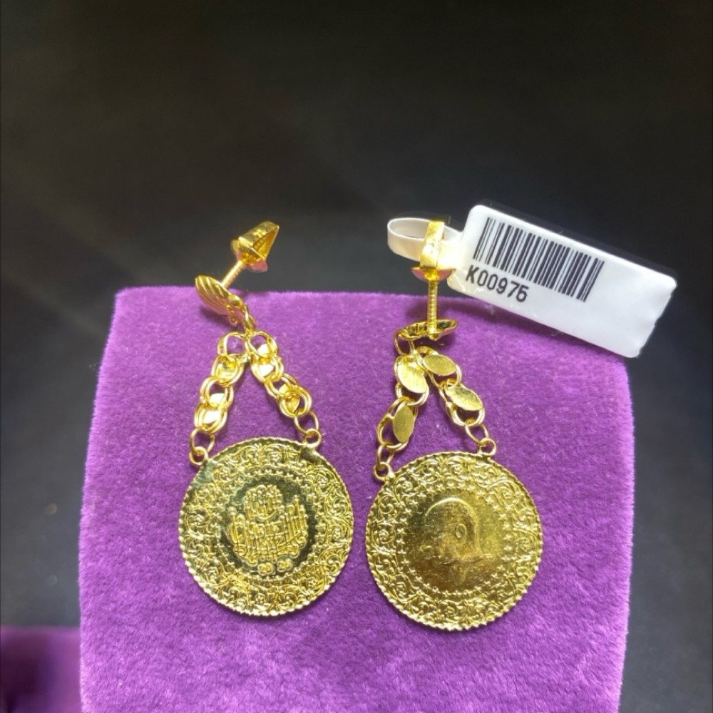 22 Ayar Altın Küpe Çeyrekli Özel Tasarım 5.74gr Kadın - K00975 - Fotoğraf 3