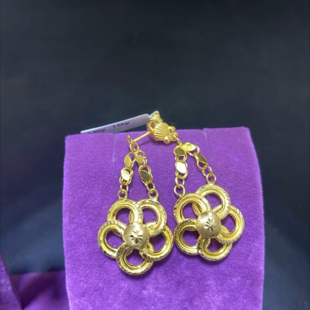 22 Ayar Altın Küpe Gül Özel Tasarım 6.89gr Kadın - K00983