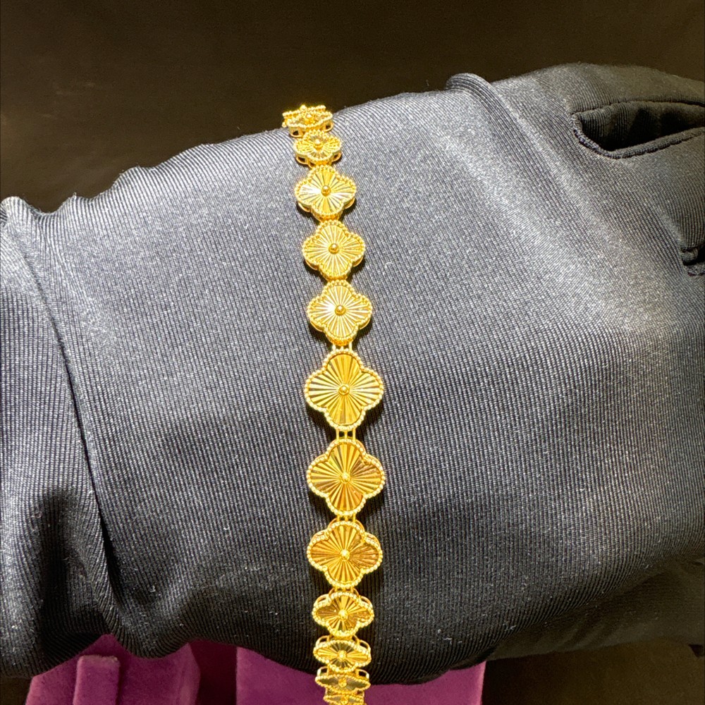 22 Ayar Altın Bileklik Yonca Özel Tasarım 9.49gr 20 CM Kadın - B00983 - Fotoğraf 3