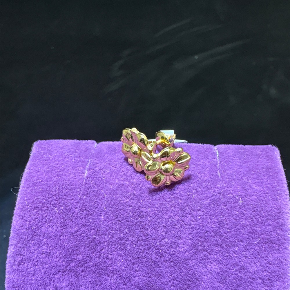 22 Ayar Altın Çocuk Küpesi Çiçekli Özel Tasarım 1.05gr Paksoy Kuyumculuk Hediye - J00052 - Fotoğraf 2