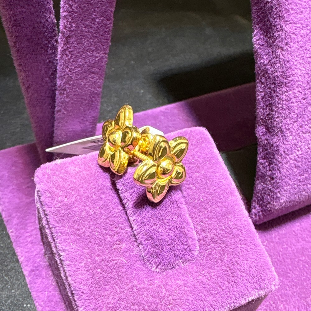 22 Ayar Altın Çocuk Küpesi Çiçekli Özel Tasarım 1.22gr Paksoy Kuyumculuk Hediye - J00058