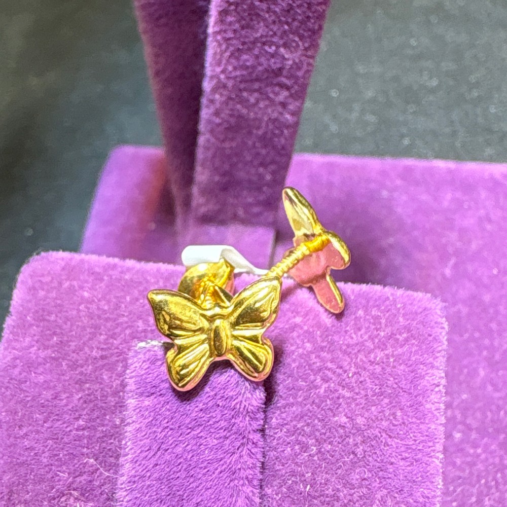 22 Ayar Altın Çocuk Küpesi Kelebek Özel Tasarım 0.80gr Hediye Paksoy - J00062