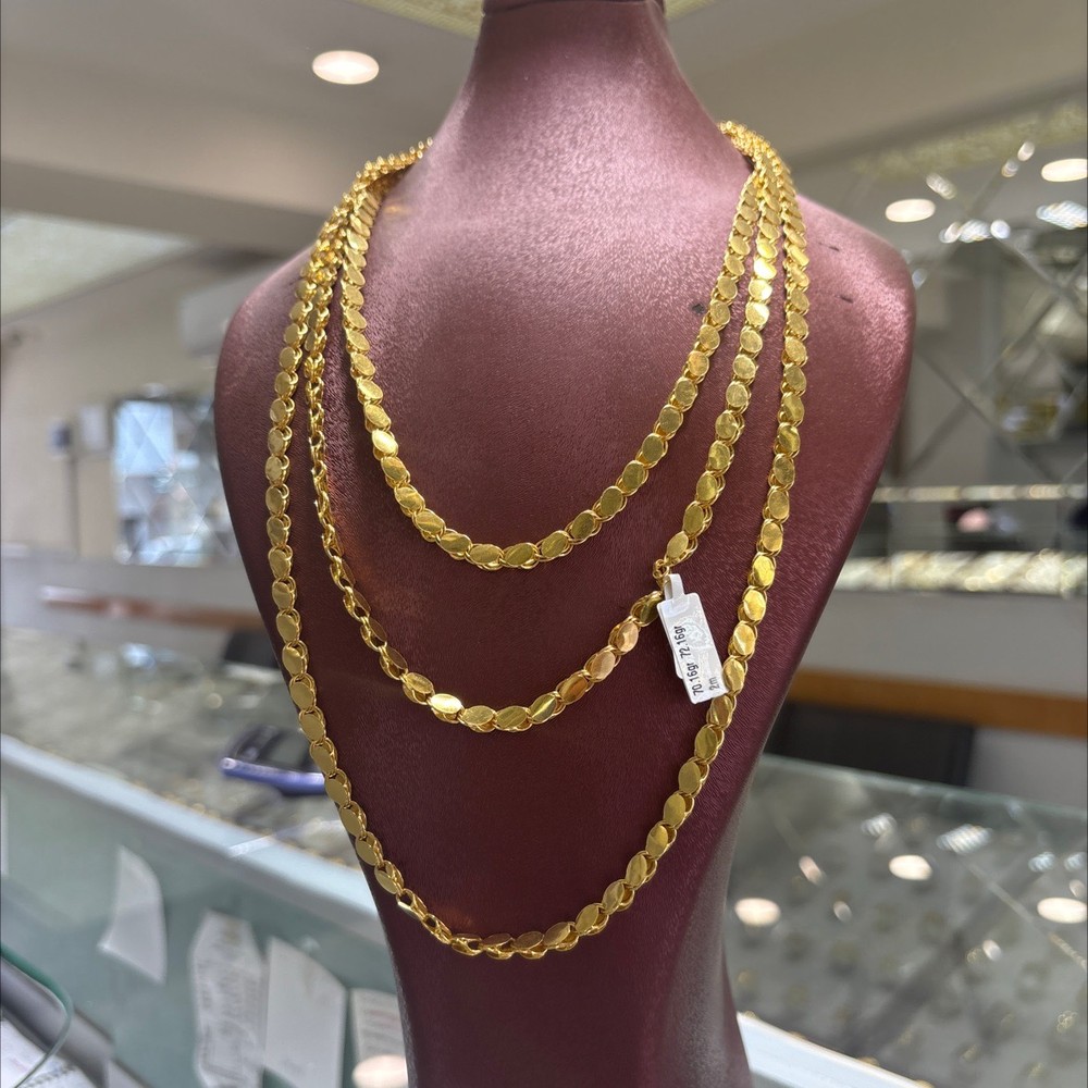 22 Ayar Altın Kolye Paksoy Özel Tasarım Pulu Kordon 70.16gr 2m Hediye Kadın - KL00051