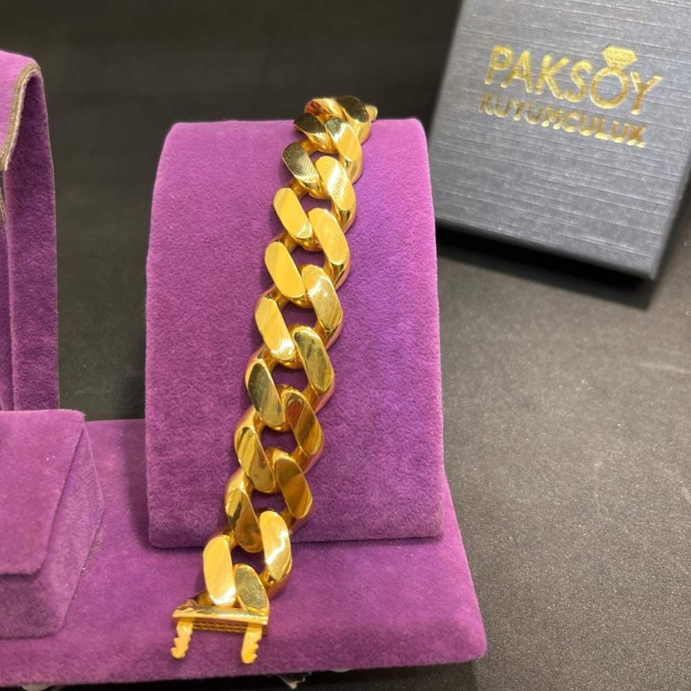 22 Ayar Altın Bileklik Narin El İşi Özel Tasarım 26.40gr Kadın Hediye Paksoy - B01023