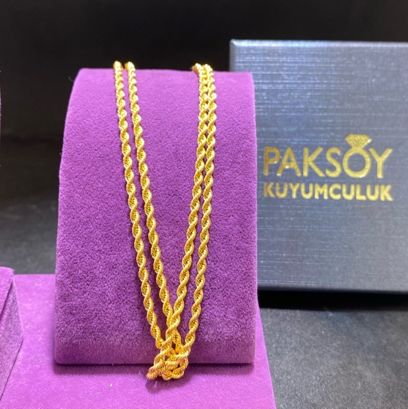22 Ayar Altın Halat Örgülü Tasarım 4.07gr 55 cm Hediye Paksoy - H00216 - Fotoğraf 2