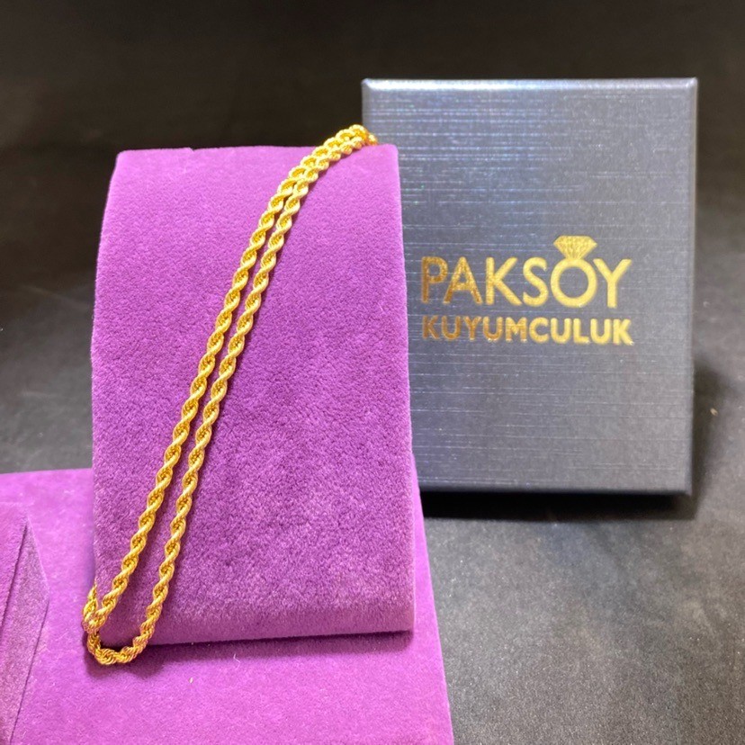 22 Ayar Altın Halat Modern Tasarım 3.88gr 50 cm Kadın Paksoy Kuyumculuk Hediye - H00218