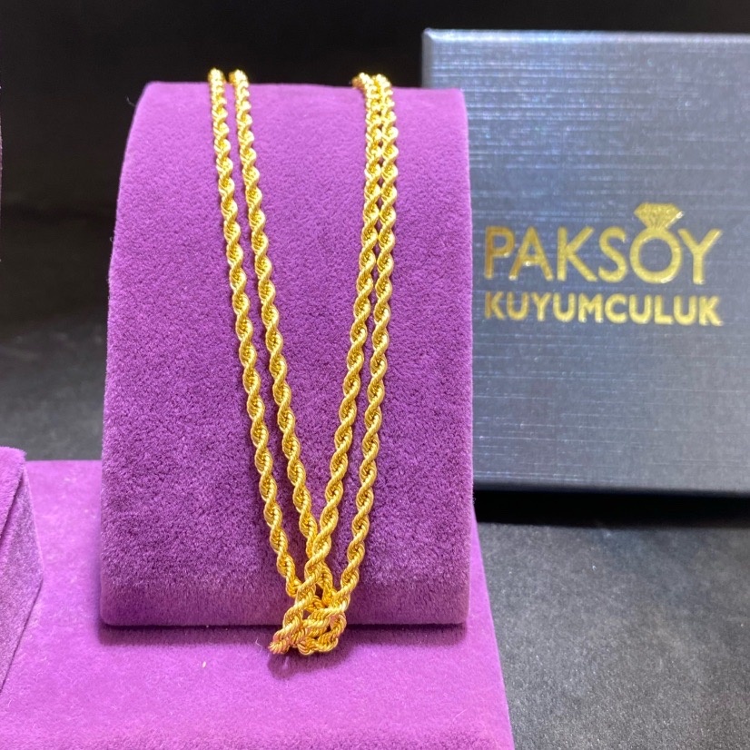 22 Ayar Altın Halat İnce Özel Tasarım 7.45gr 65 cm Paksoy Kuyumculuk Hediye - H00221 - Fotoğraf 2