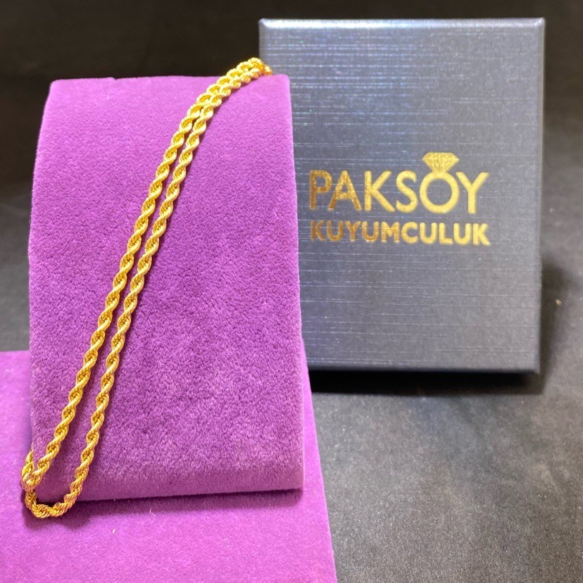 22 Ayar Altın Halat İnce Özel Tasarım 7.45gr 65 cm Paksoy Kuyumculuk Hediye - H00221 - Fotoğraf 1