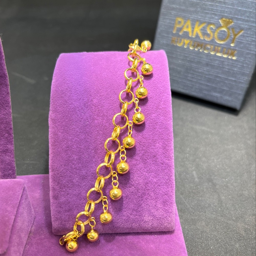 22 Ayar Altın Bileklik Tohumlu Sallantılı Tasarım 10.31gr 20 cm Kadın Paksoy - B01026 - Fotoğraf 1