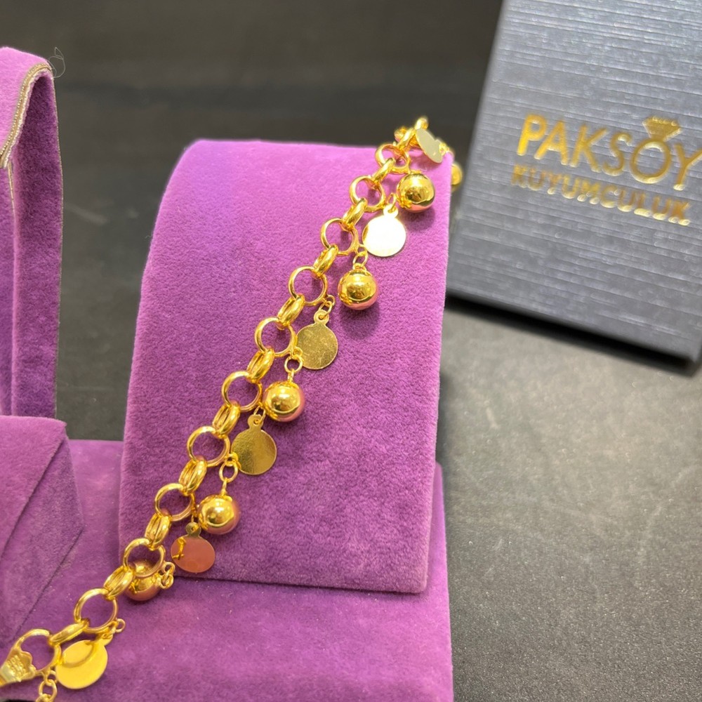 22 Ayar Altın Bileklik Tohumlu Estetik Tarz 12.60gr 20 cm Kadın Paksoy - B01027