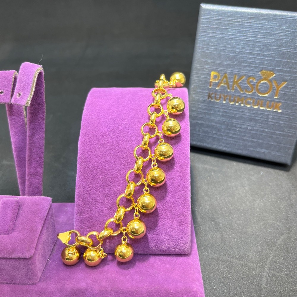 22 Ayar Altın Bileklik Tohumlu Özel Tasarım 26.01gr 20 cm Kadın Paksoy - B01028