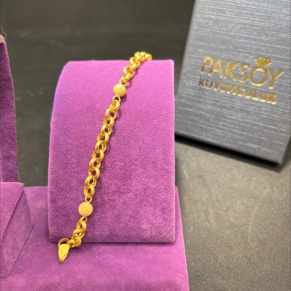 22 Ayar Altın Bileklik Tohumlu Özel Tasarım 7.08gr 19 cm Hediye Paksoy Kuyumculuk - B01030