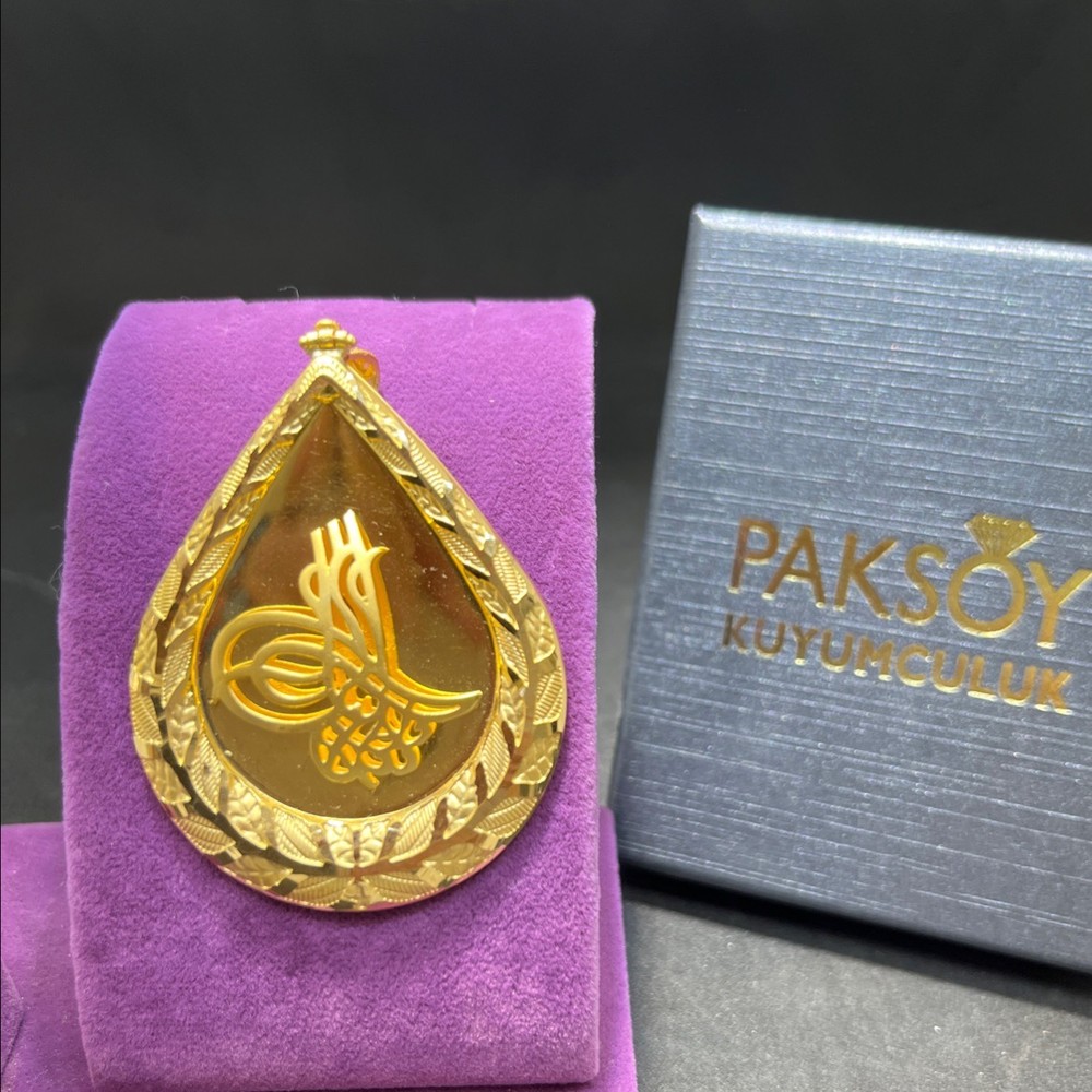 22 Ayar Altın Kolye Ucu Osmanlı Tuğrası El İşi 11.45gr Hediye Kadın Erkek - C00302