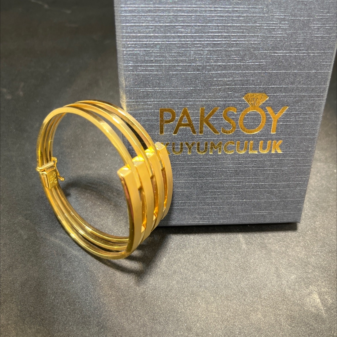 22 Ayar Altın Bilezik Kaburga Model 22.74gr Paksoy Kuyumculuk Şık Hediye Kadın - BZ01349 - Fotoğraf 3