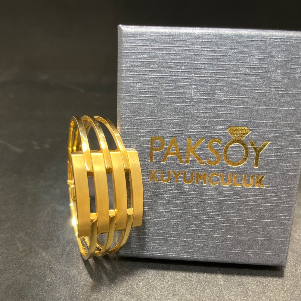 22 Ayar Altın Bilezik Kaburga Model 22.74gr Paksoy Kuyumculuk Şık Hediye Kadın - BZ01349 - Fotoğraf 2