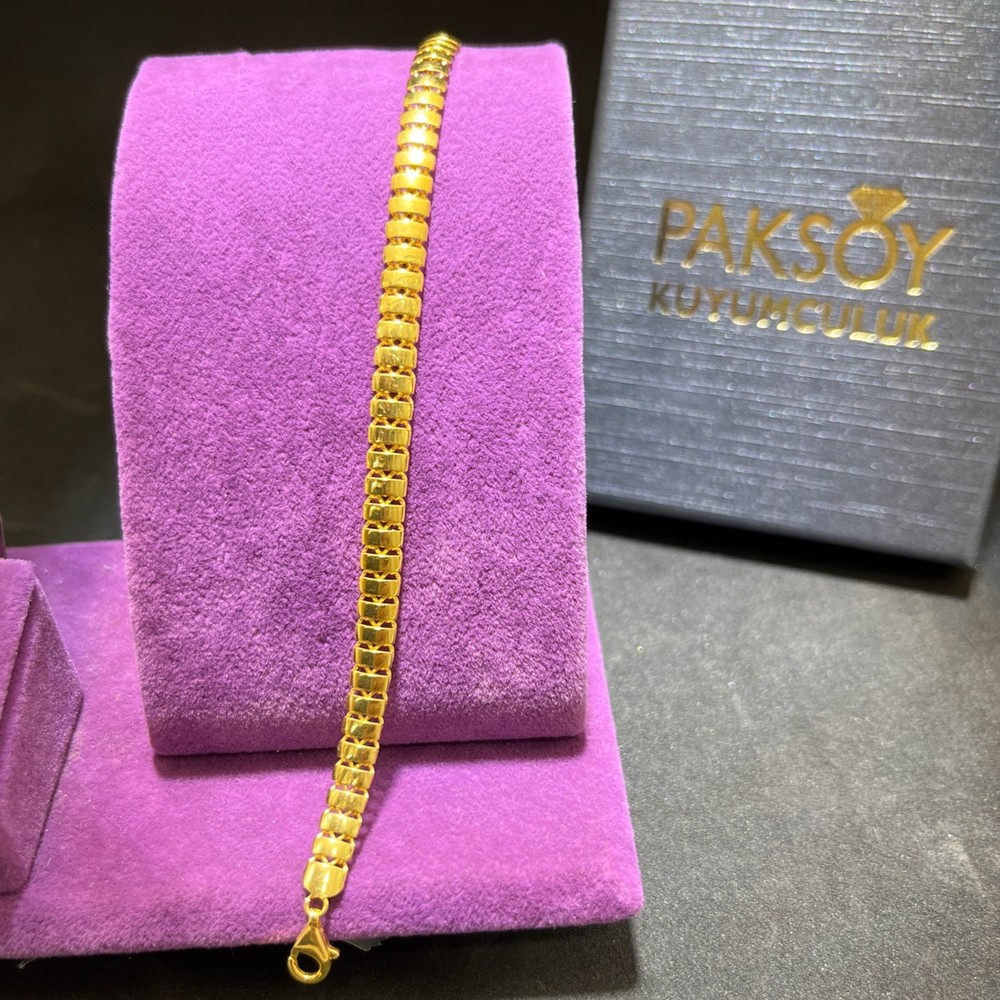 22 Ayar Altın Bileklik Pullu Sallantılı İnce Tasarım 6.55gr 20 cm Kadın Paksoy - B01035