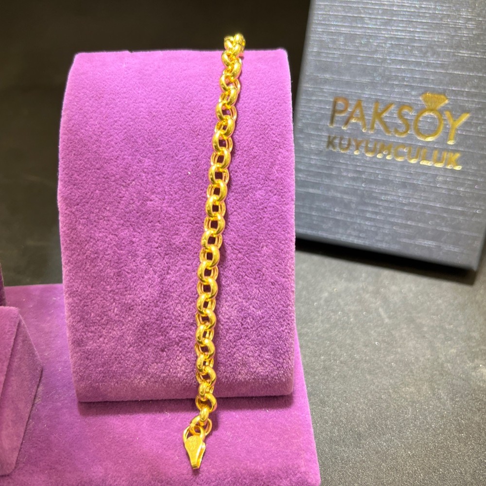 22 Ayar Altın Bileklik Doch Halka Desenli Tasarım 7.09gr 18cm Kadın Paksoy - B01039