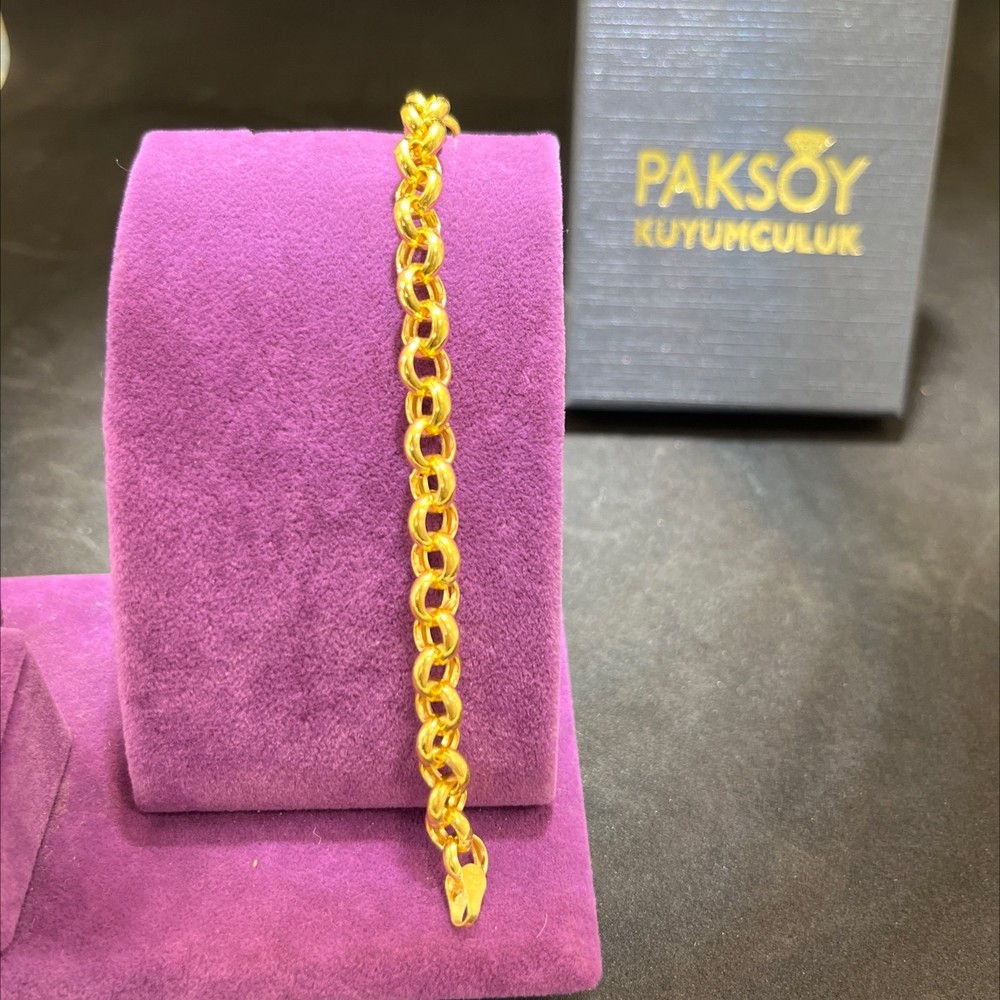 22 Ayar Altın Bileklik Doch Halka Modern Tasarım 8.24gr 18cm Kadın Hediye Paksoy - B01040