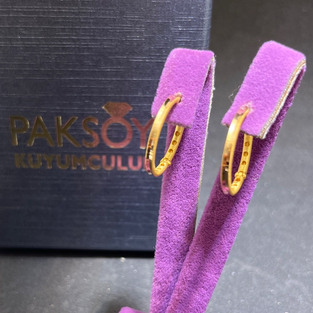 22 Ayar Altın Küpe Halka Daire Model 3.00gr Kadın Paksoy Kuyumculuk Hediye Düğün Nişan - K01010