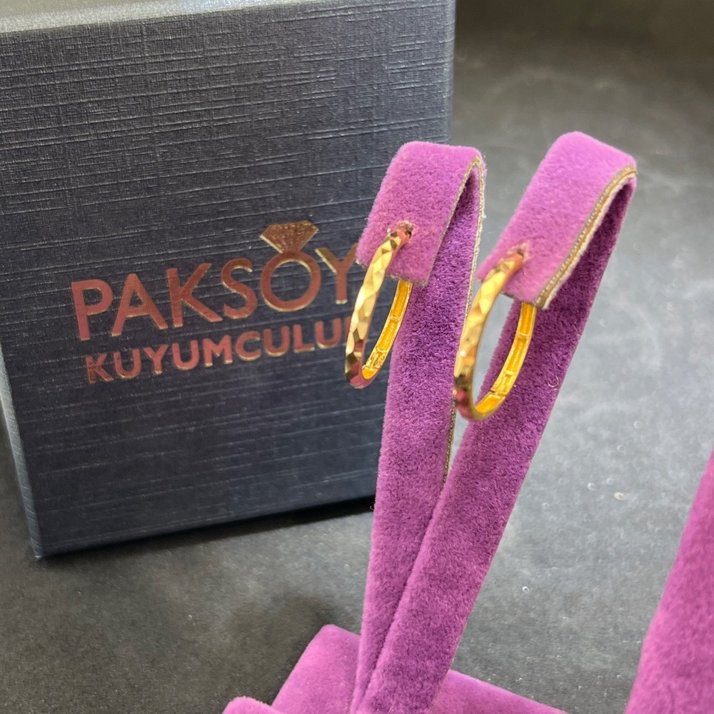 22 Ayar Altın Küpe Paksoy Kuyumculuk Özel Tasarım Halka 3.22gr Kadın Hediye Düğün - K01012