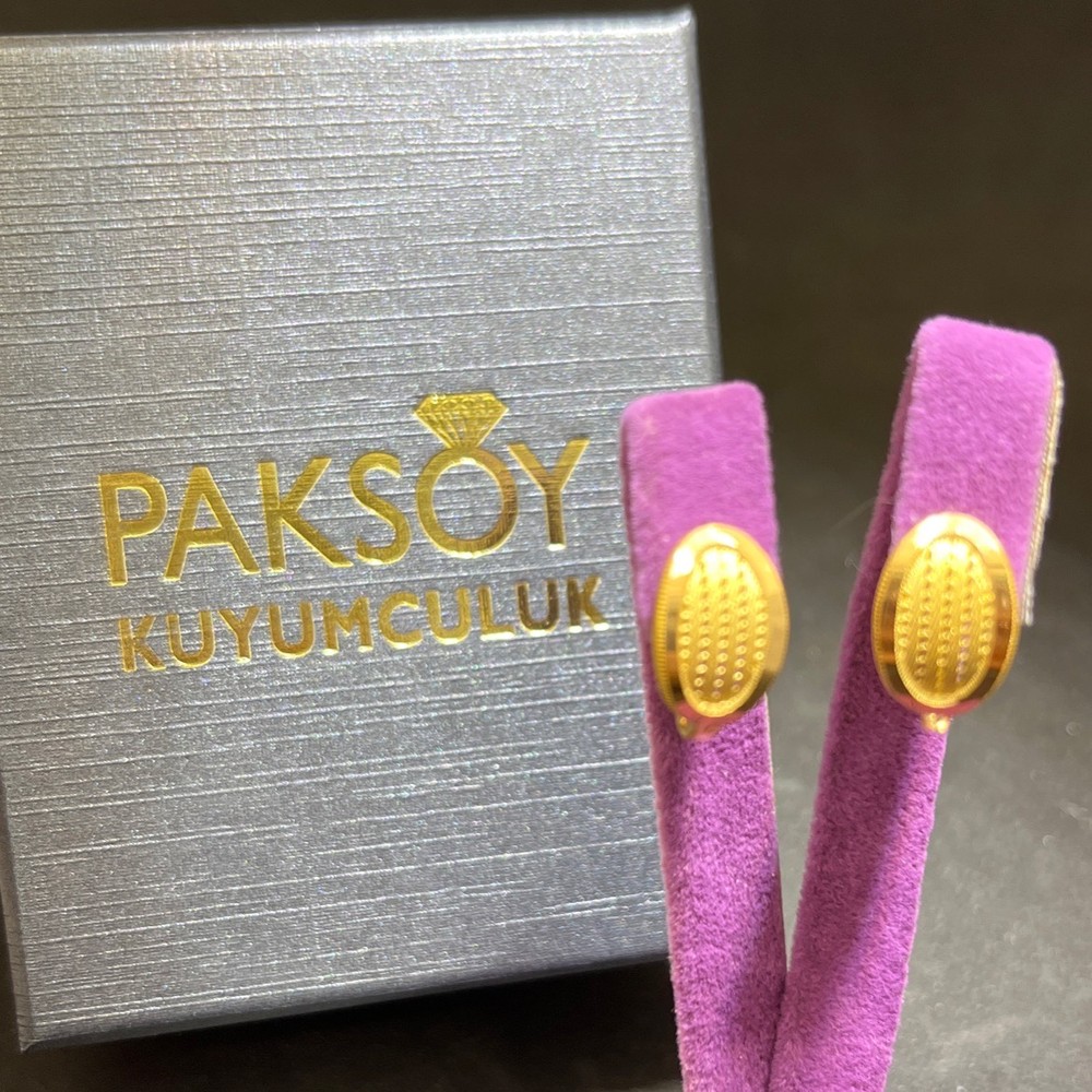 22 Ayar Altın Küpe Yonca Model 3.00gr Kadın Özel Tasarım Paksoy - K01019